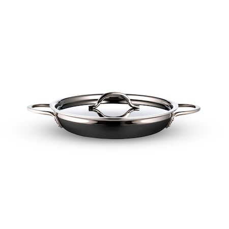 Bon Chef Country French 2 Saute Pan/Skillet W/Cover Dbl Handle 10 1/8 X 1 7/8  1 Qt 20 Oz - Black 71304-CF2-B